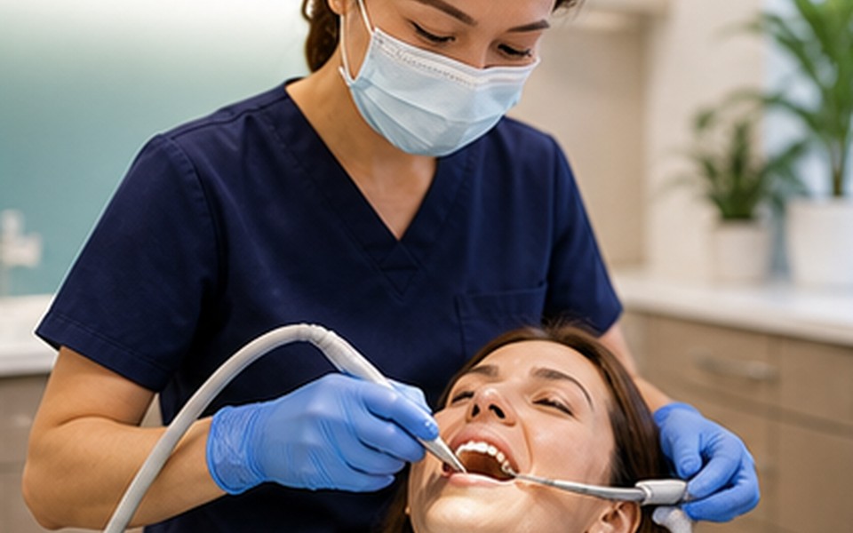 Dental care appointment in a modern clinic